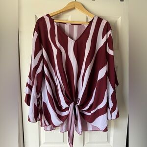 Striped Burgundy and White Women's Top
